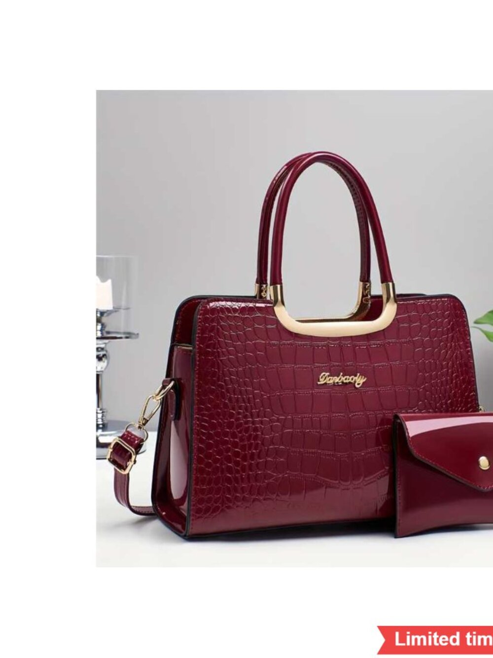 Crocodile Ladies Handbag Elegant Crossbody Tote Bag Large Capacity Adjustable